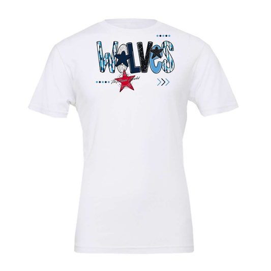 Wolves Brushstroke Alpha w Arrows-Navy-Carolina Blue