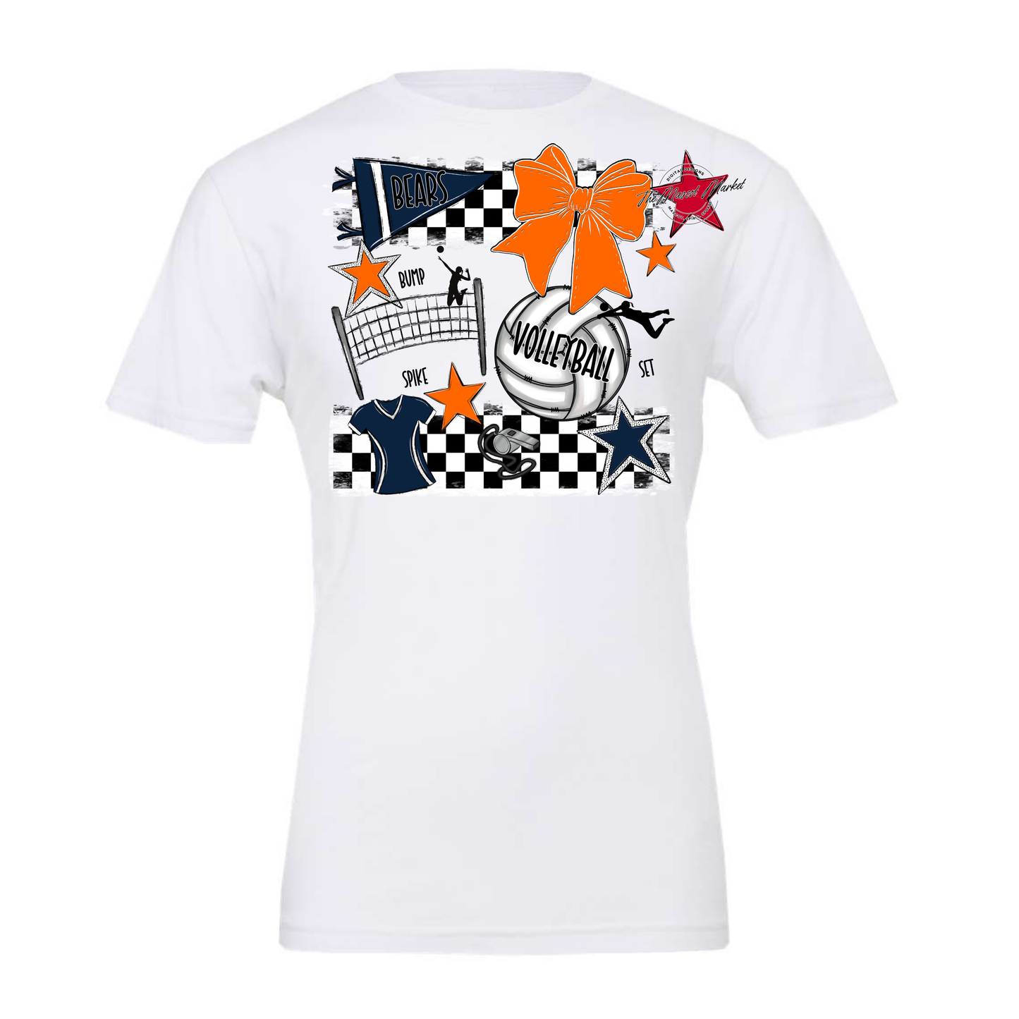 Bears Volleyball Checkers Design-Navy-Orange
