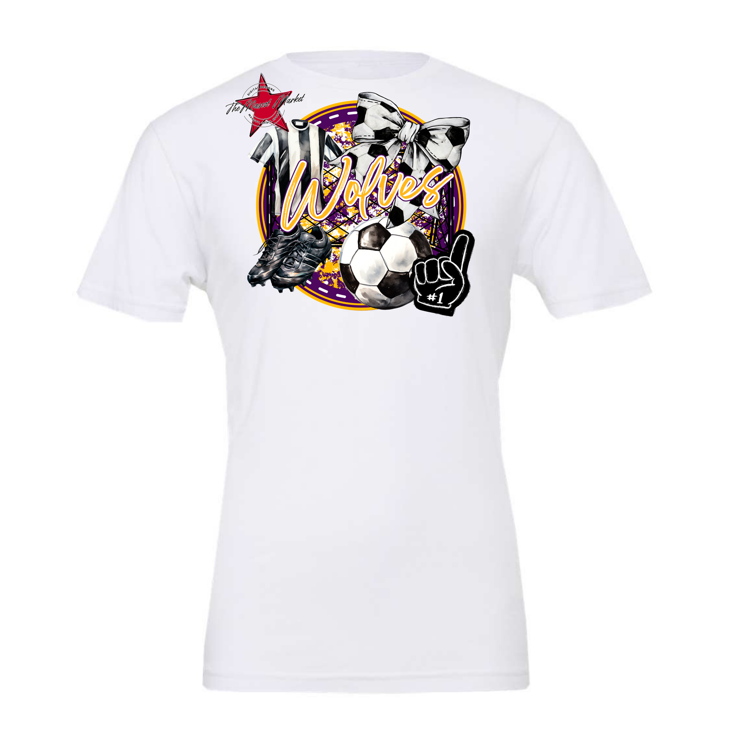 Wolves Circle Soccer Design-Purple-Yellow