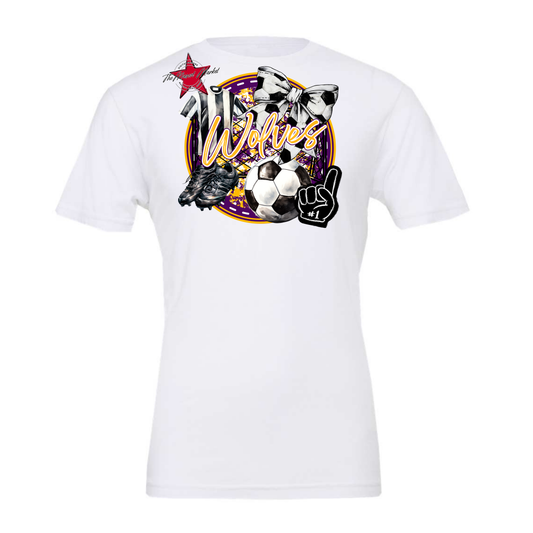 Wolves Circle Soccer Design-Purple-Yellow