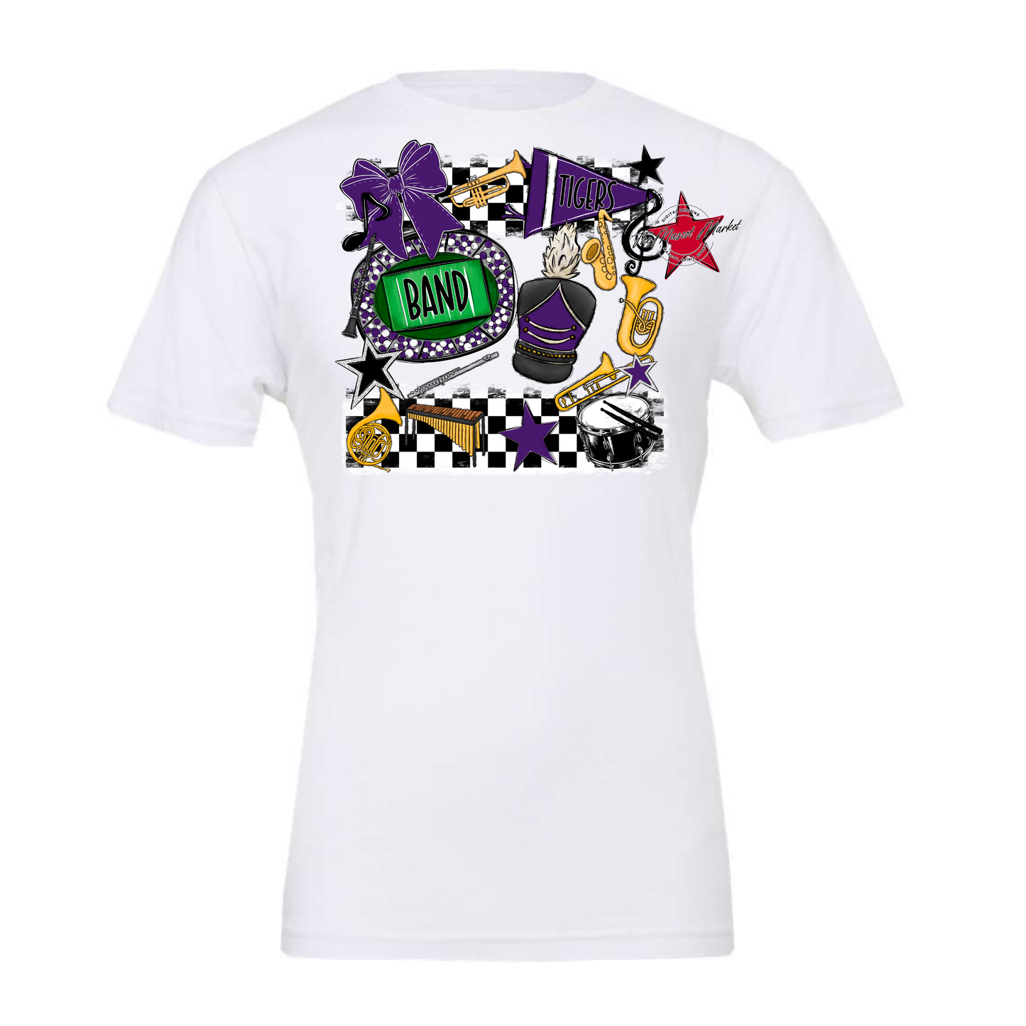 Tigers Checkers Band Spirit Design-Purple