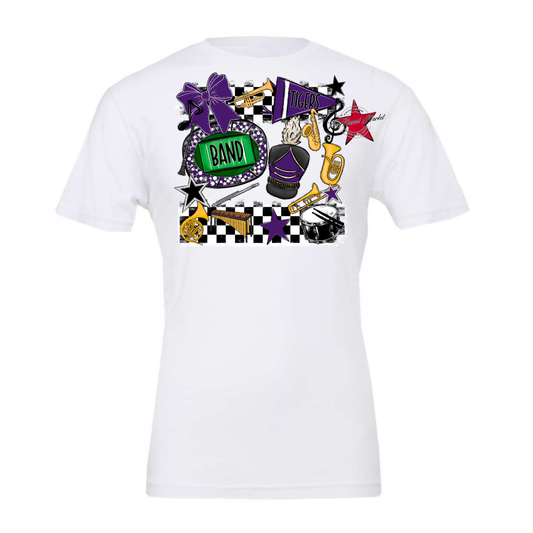 Tigers Checkers Band Spirit Design-Purple