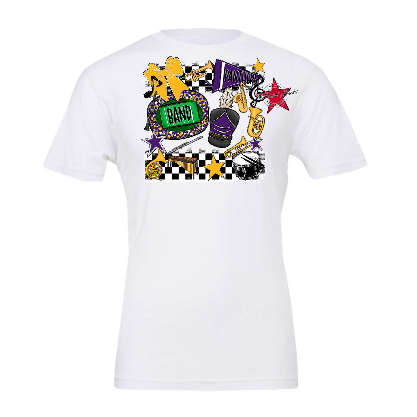Panthers Checkers Band Spirit Design-Purple-Yellow