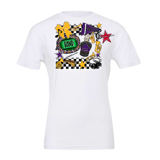 Panthers Checkers Band Spirit Design-Purple-Yellow