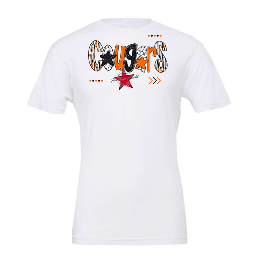 Cougars Brushstroke Alpha w Arrows-Orange