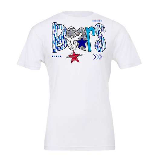 Bears Brushstroke Alpha Design-Blue-Carolina Blue