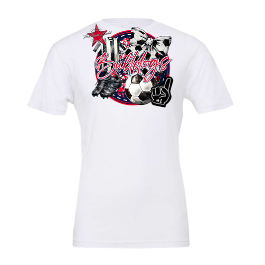 Bulldogs Circle Soccer Design-Navy-Red