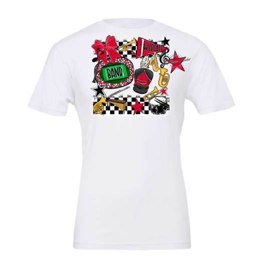 Wildcats Checkers Band Spirit Design-Red