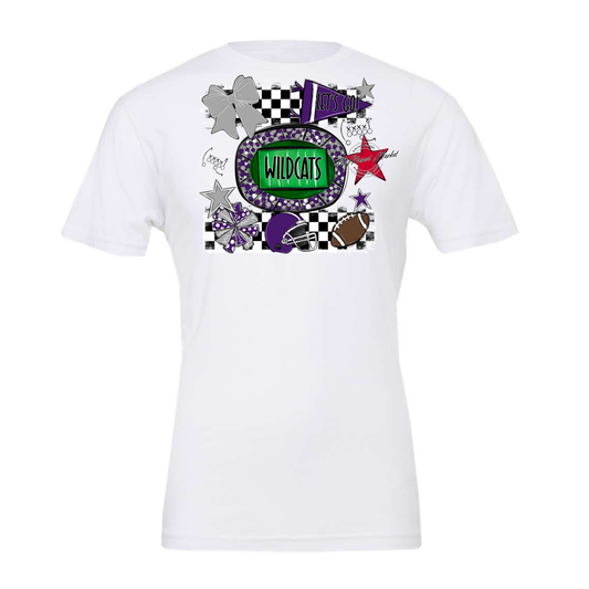 Wildcats Checkers Spirit Design-Purple-Grey