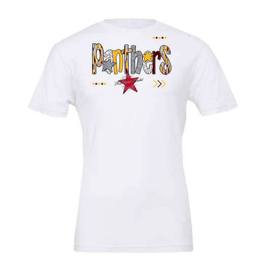 Panthers Brushstroke Alpha w Arrows-Maroon-Yellow