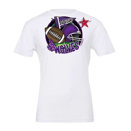 Wolves Circle Football Design-Purple
