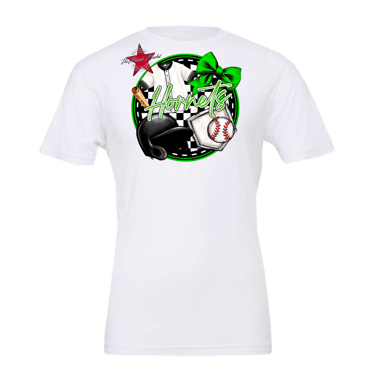 Hornets Circle Baseball Design-Bright Green