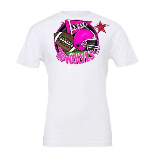 Wolves Circle Football Design-Pink