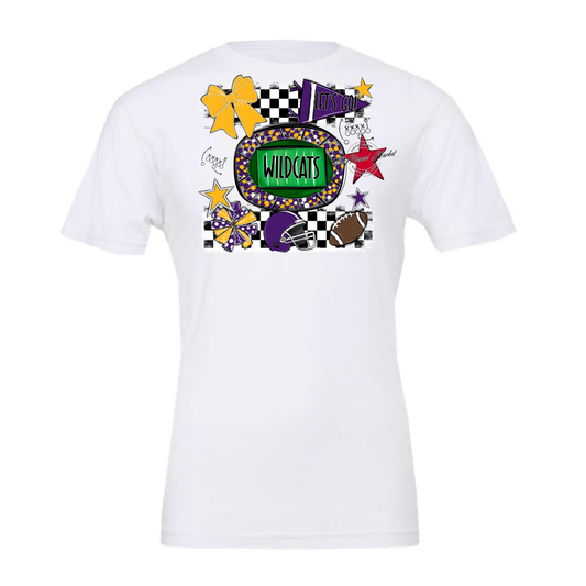 Wildcats Checkers Spirit Design-Purple-Yellow