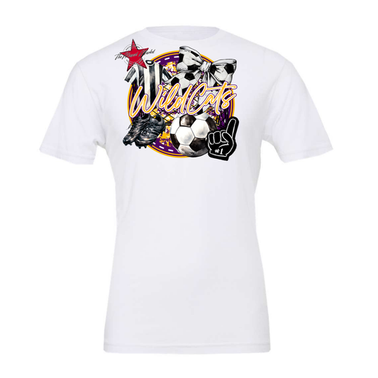 Wildcats Circle Soccer Design-Purple-Yellow