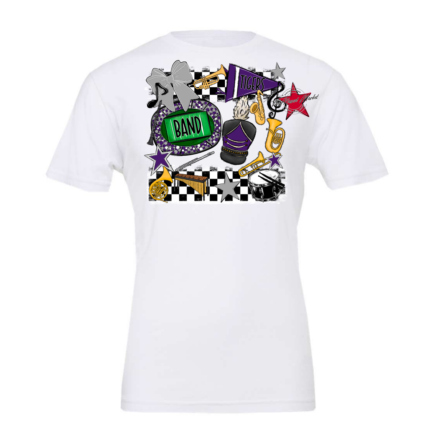 Tigers Checkers Band Spirit Design-Purple-Grey