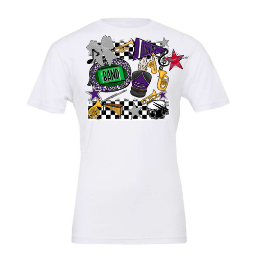 Tigers Checkers Band Spirit Design-Purple-Grey