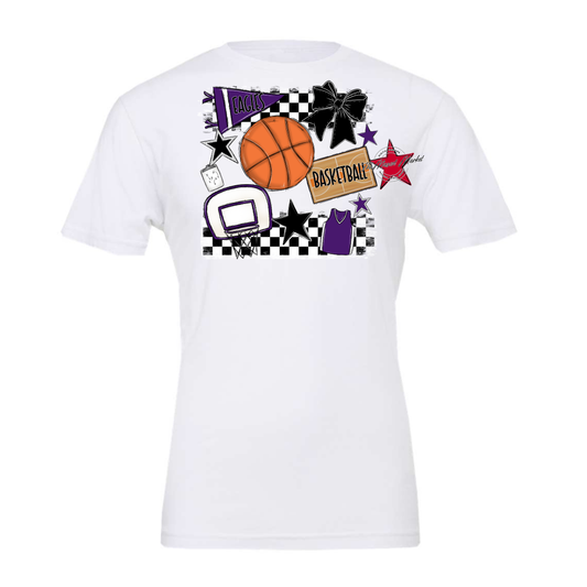 Eagles Basketball Checkers Design-Purple