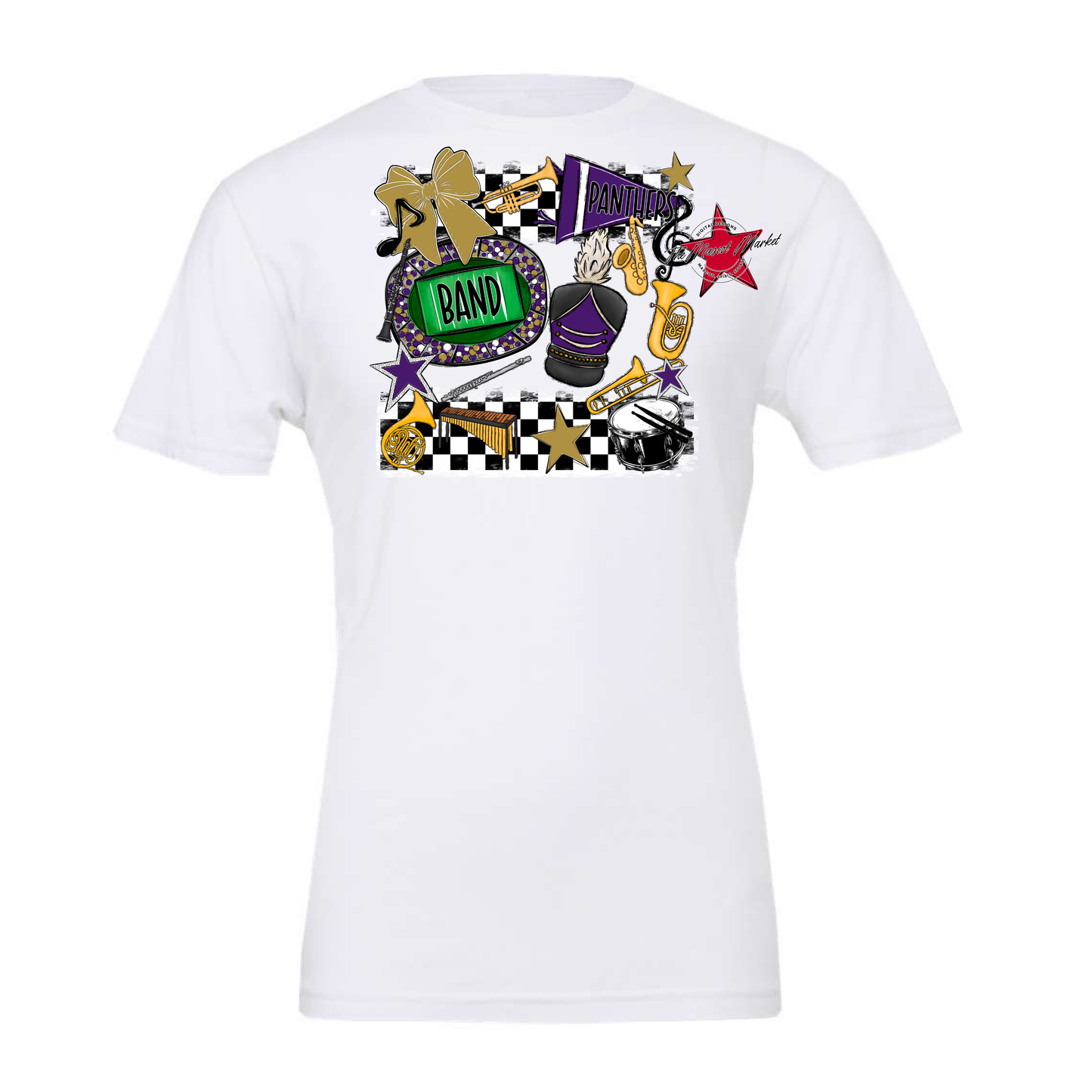 Panthers Checkers Band Spirit Design-Purple-Gold