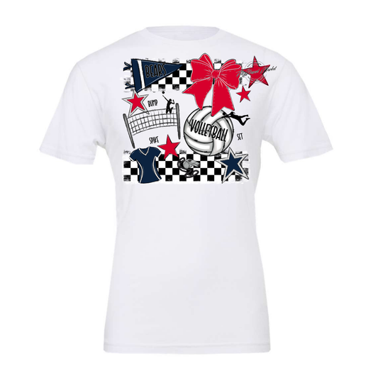 Bears Volleyball Checkers Design-Navy-Red