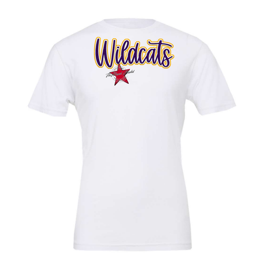 Wildcats Faux Chenille Patch-Purple-Yellow