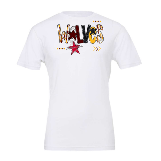 Wolves Brushstroke Alpha w Arrows-Maroon-Yellow