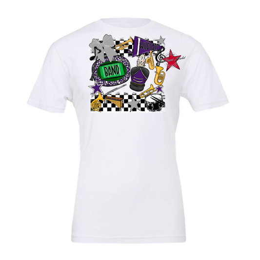 Wildcats Checkers Band Spirit Design-Purple-Grey