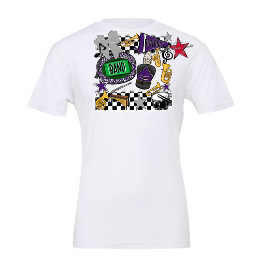 Bulldogs Checkers Band Spirit Design-Purple-Grey