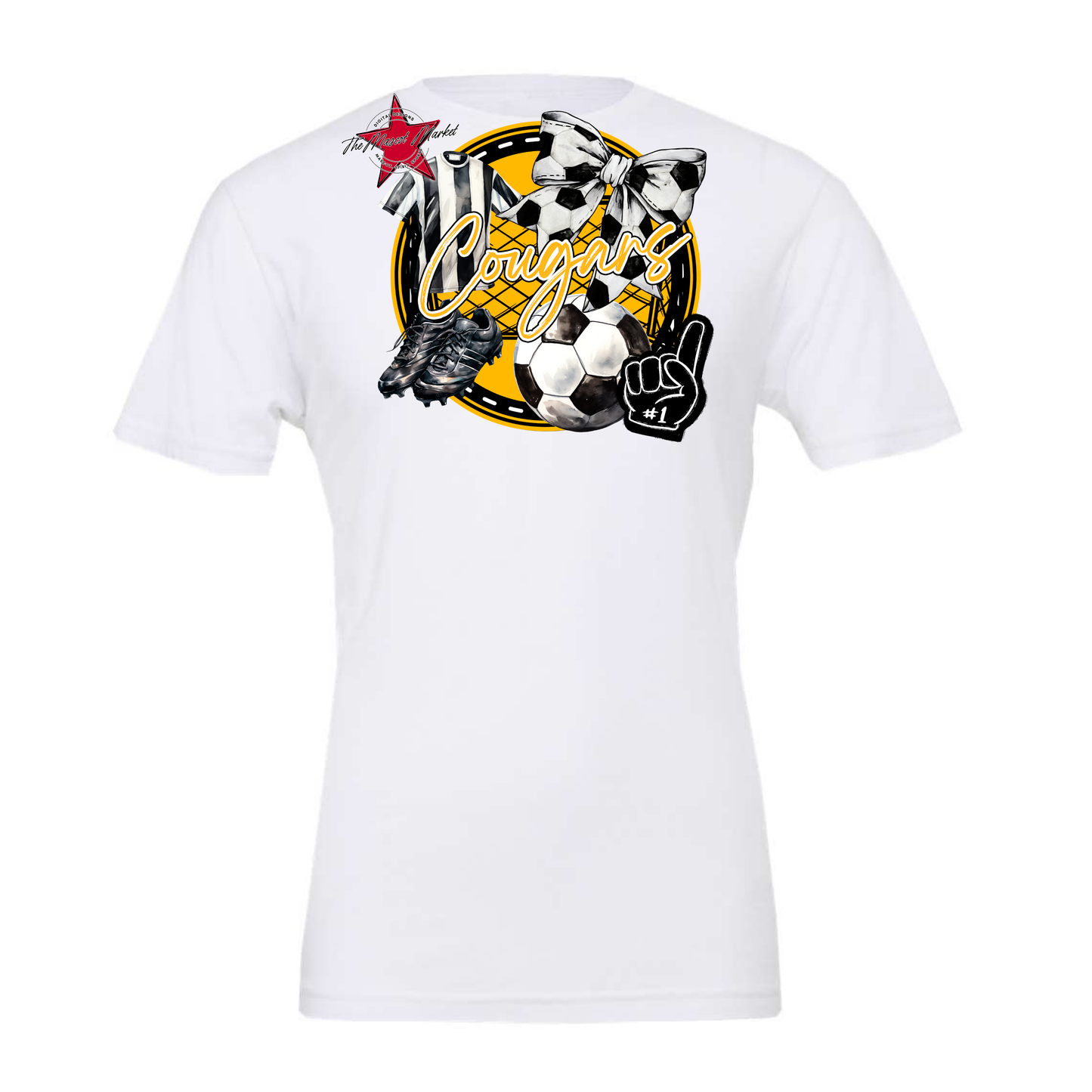 Cougars Circle Soccer Design-Yellow