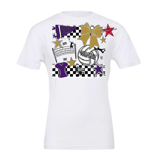 Bears Volleyball Checkers Design-Purple-Gold