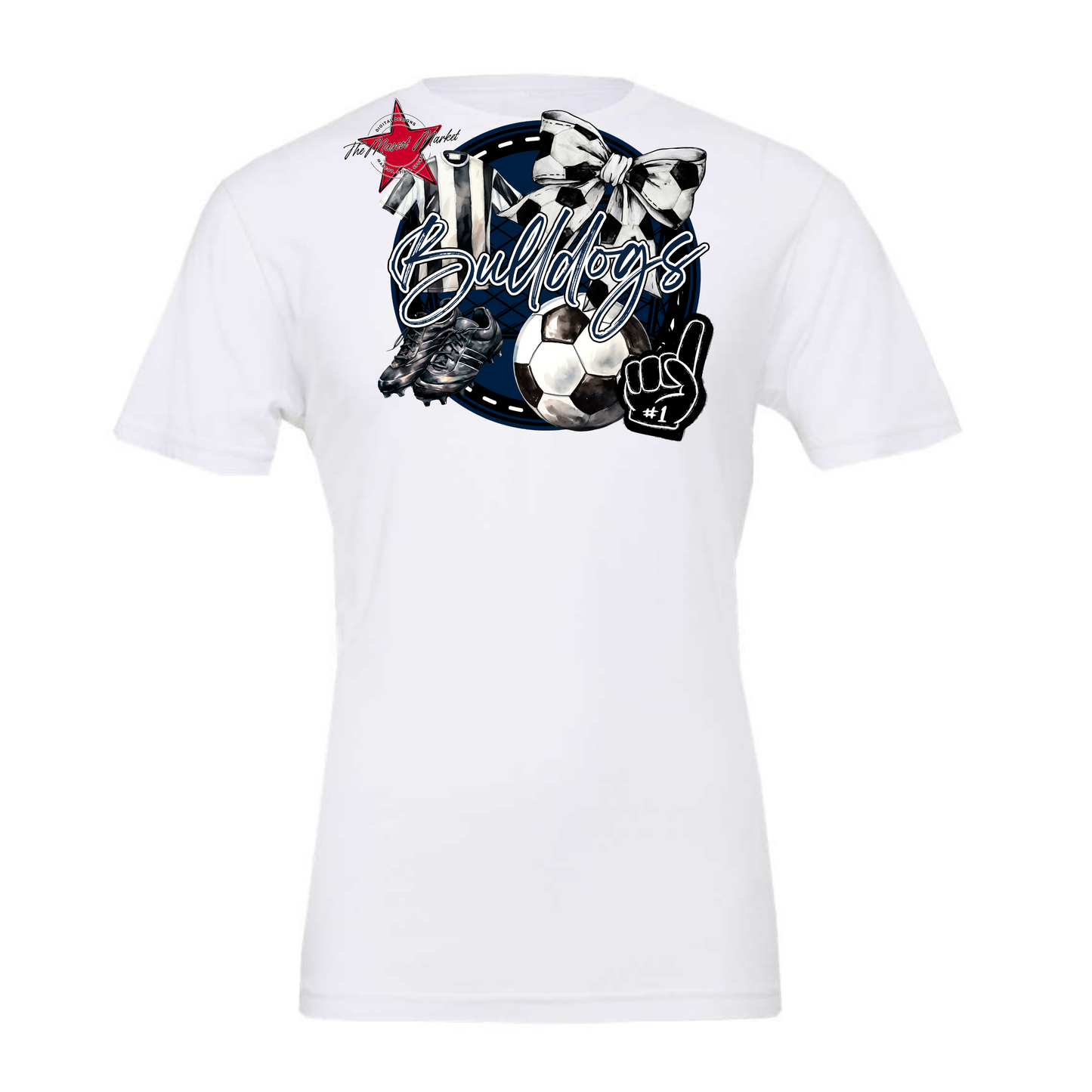 Bulldogs Circle Soccer Design-Navy