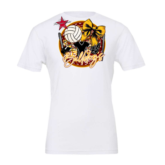 Bulldogs Circle Volleyball Design-Maroon-Yellow