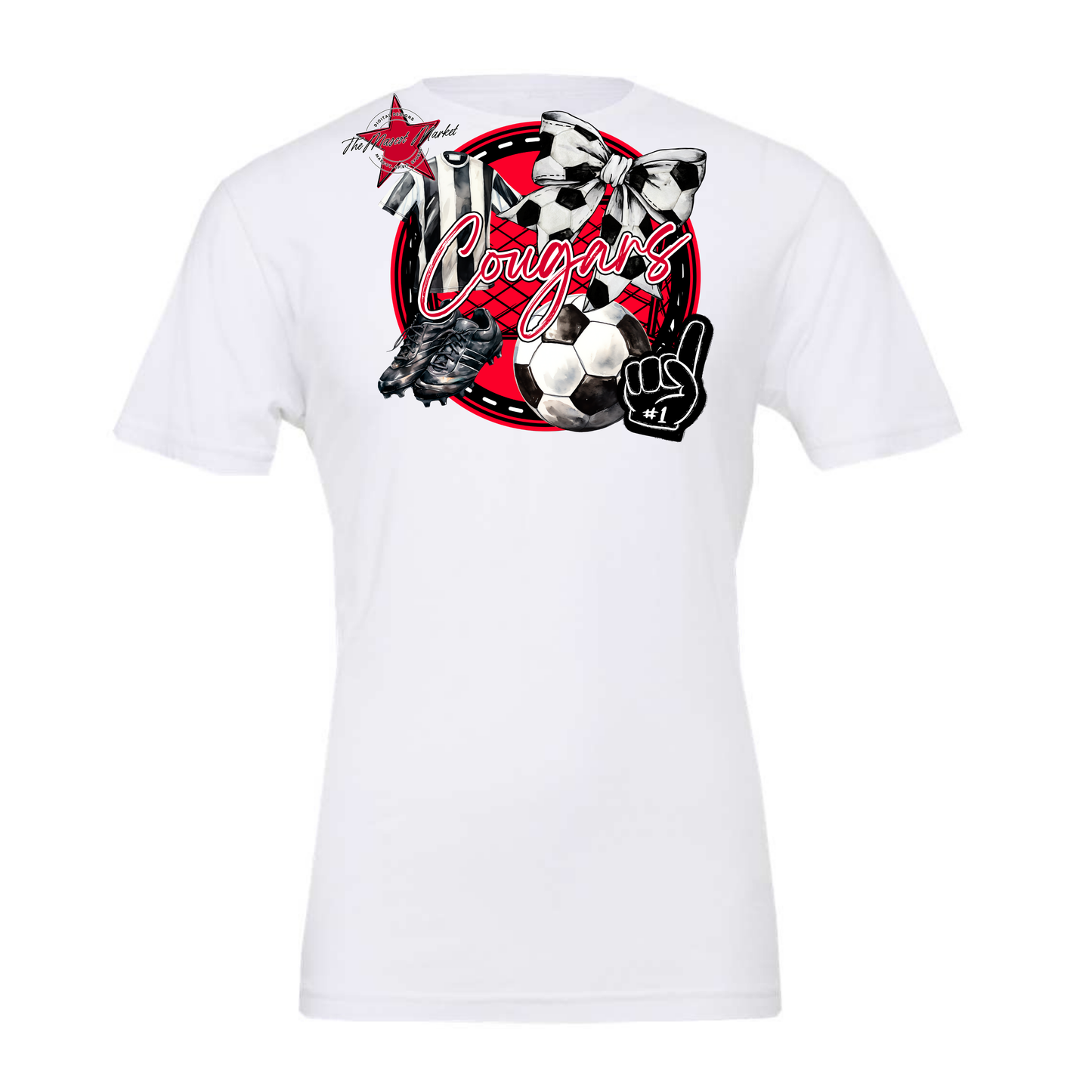 Cougars Circle Soccer Design-Red