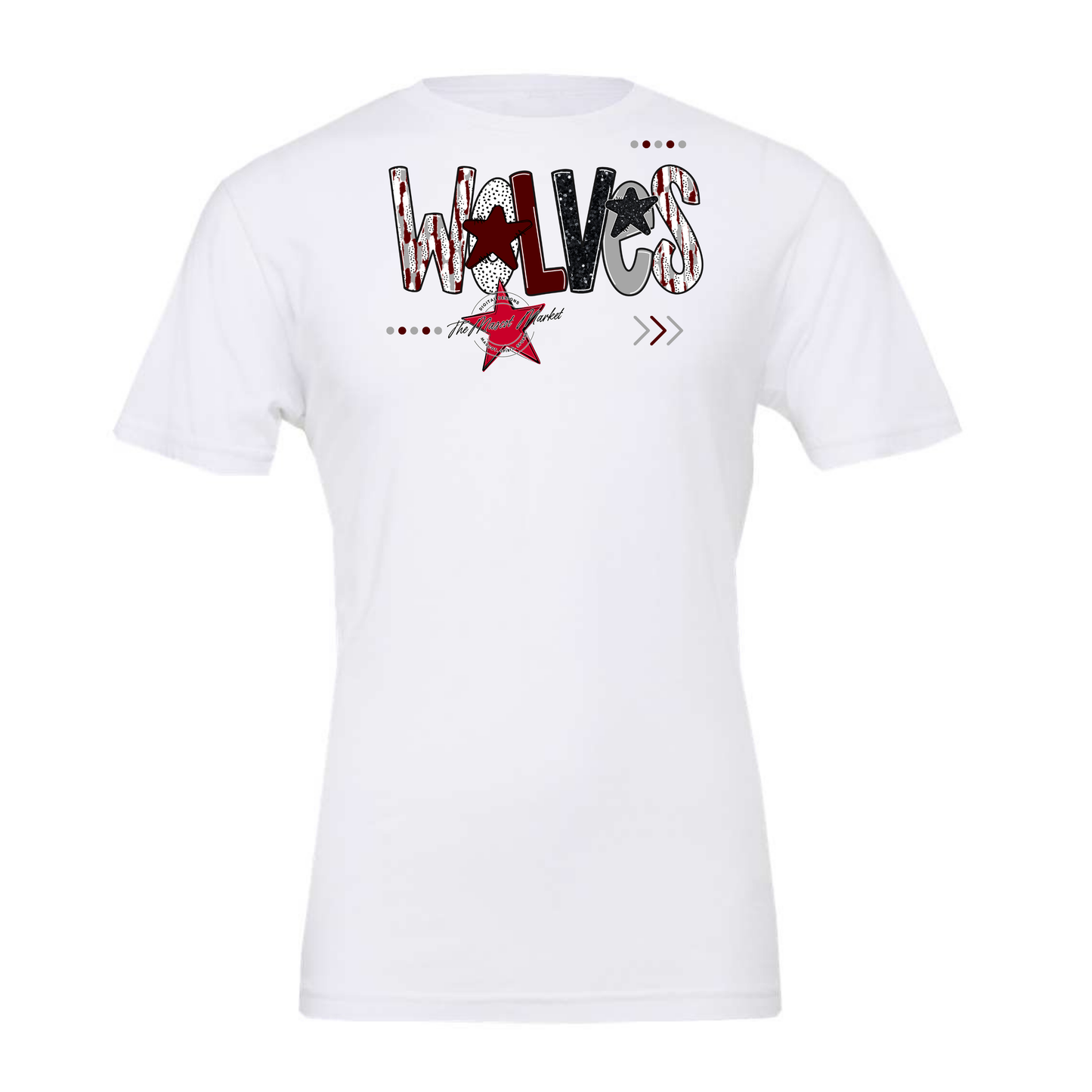 Wolves Brushstroke Alpha w Arrows-Maroon-Grey