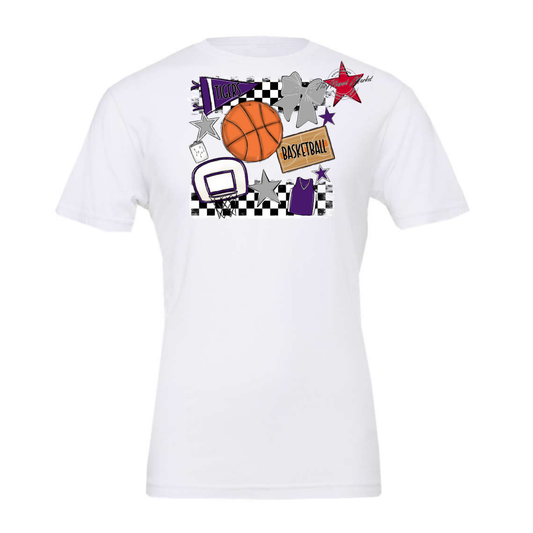 Tigers Checkers Basketball Spirit Design-Purple-Grey