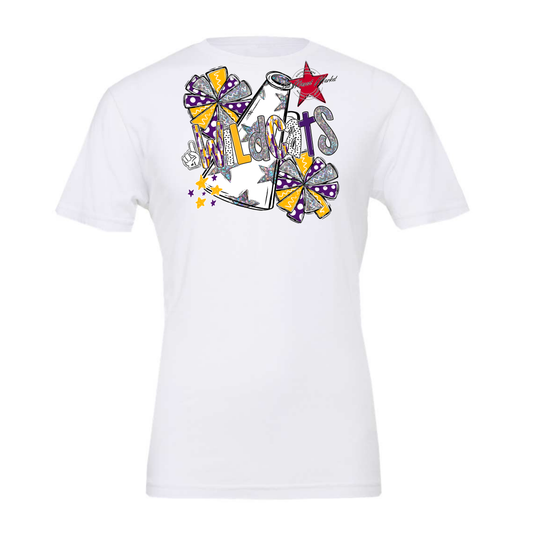 Wildcats Cheer Megaphone Scrape-Purple-Yellow