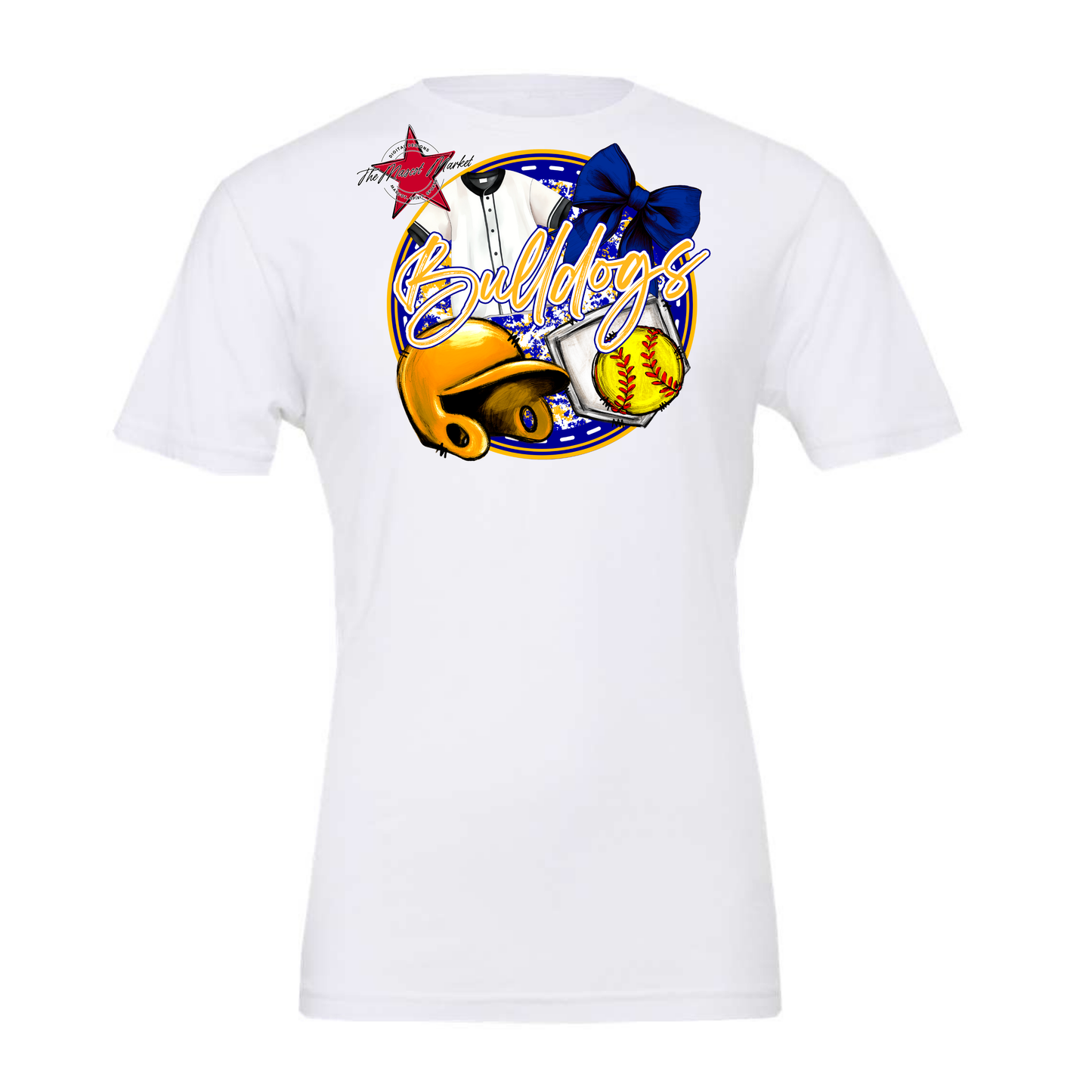 Bulldogs Circle Softball Design-Blue-Yellow