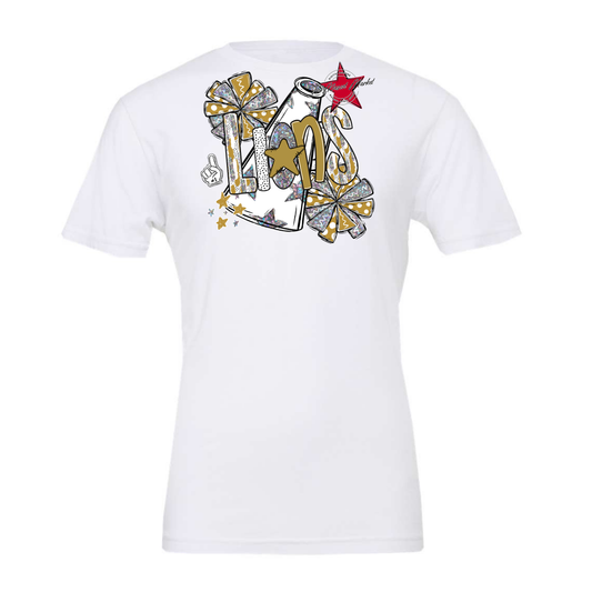 Lions Cheer Megaphone Scrape-Gold