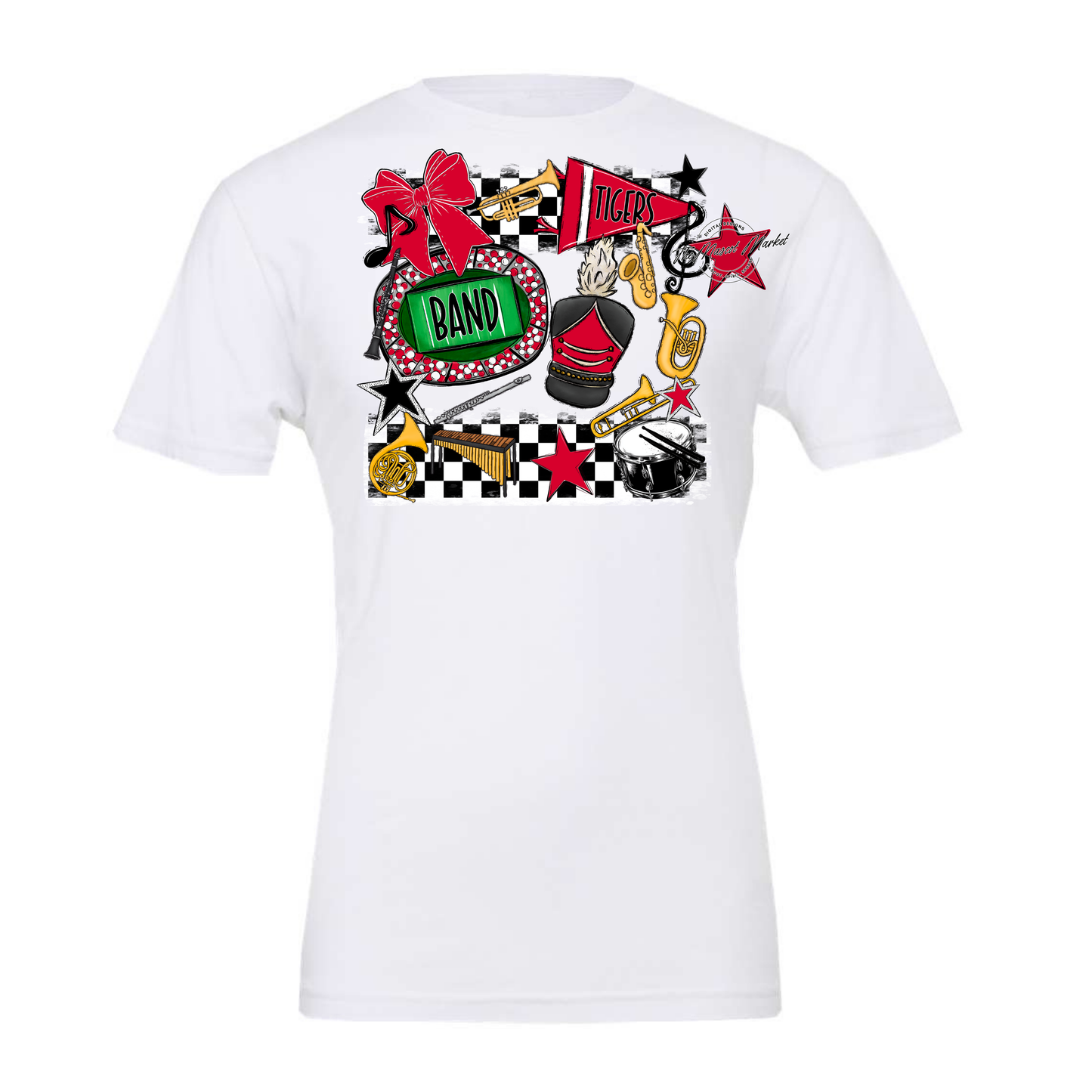 Tigers Checkers Band Spirit Design-Red