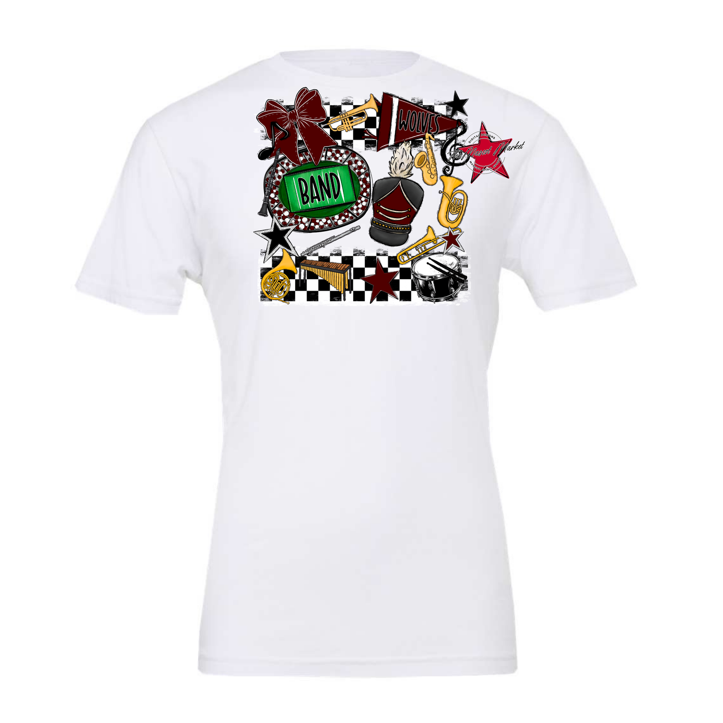 Wolves Checkers Band Spirit Design-Maroon