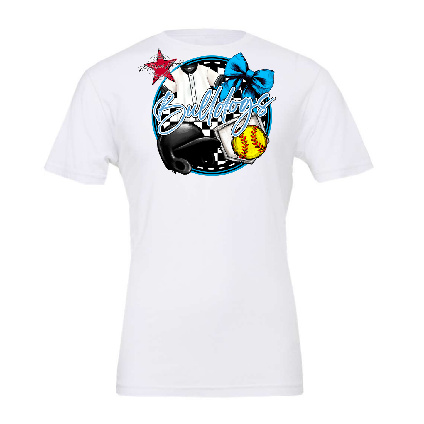 Bulldogs Circle Softball Design-Carolina Blue