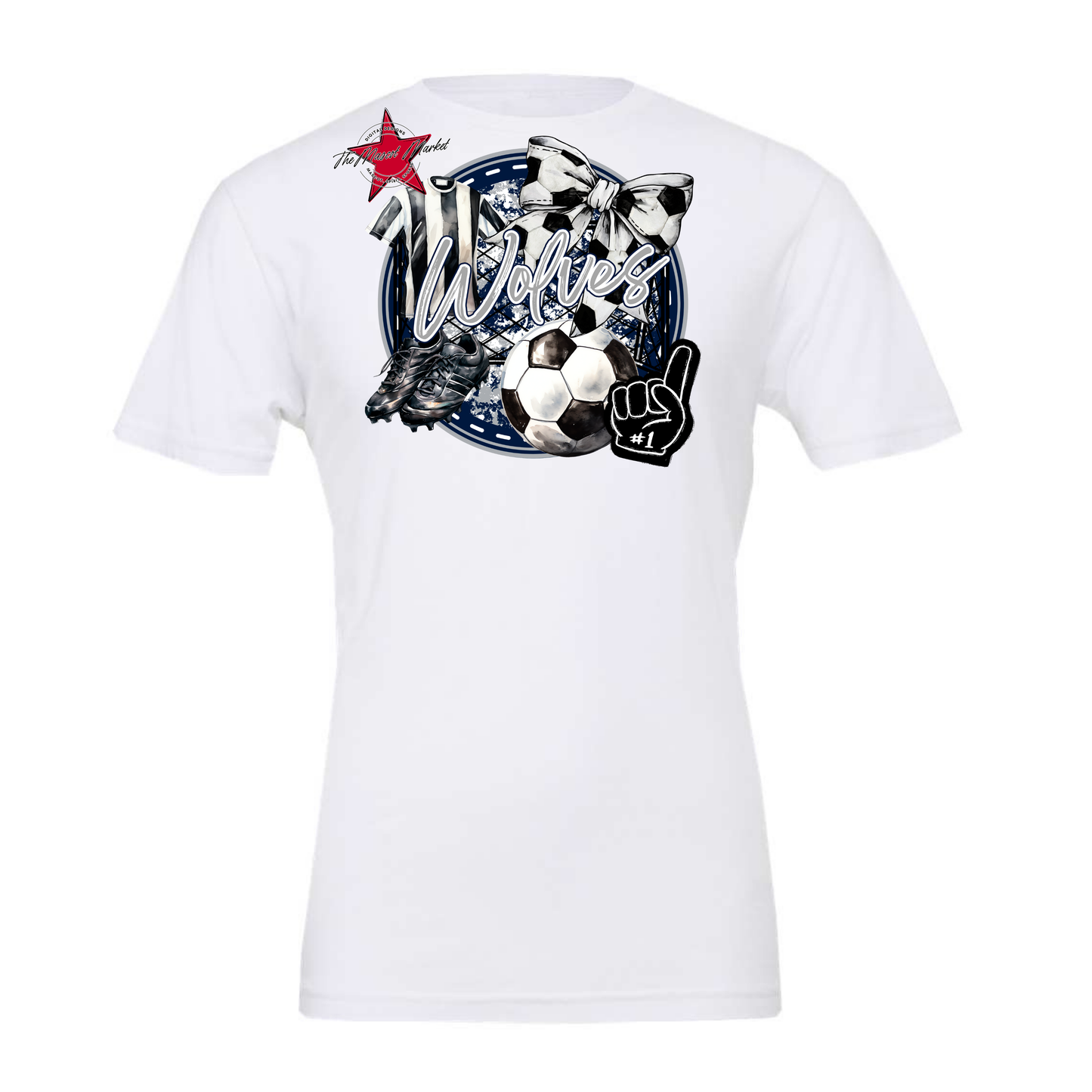 Wolves Circle Soccer Design-Navy-Grey