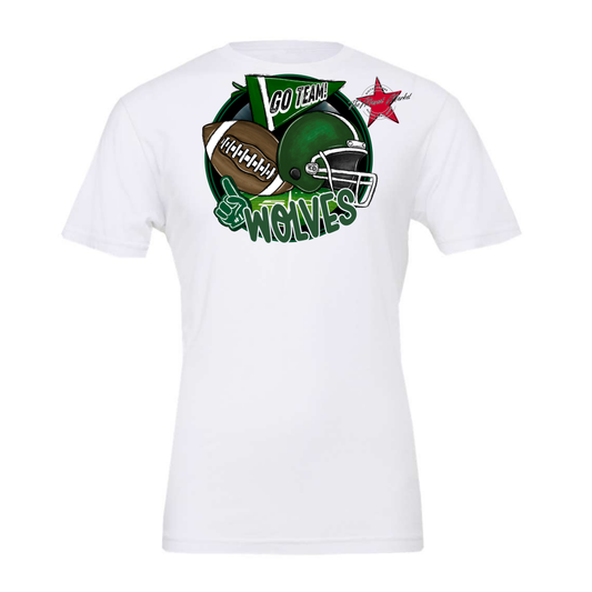 Wolves Circle Football Design-Green
