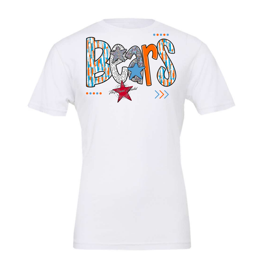 Bears Brushstroke Alpha Design-Carolina Blue-Orange