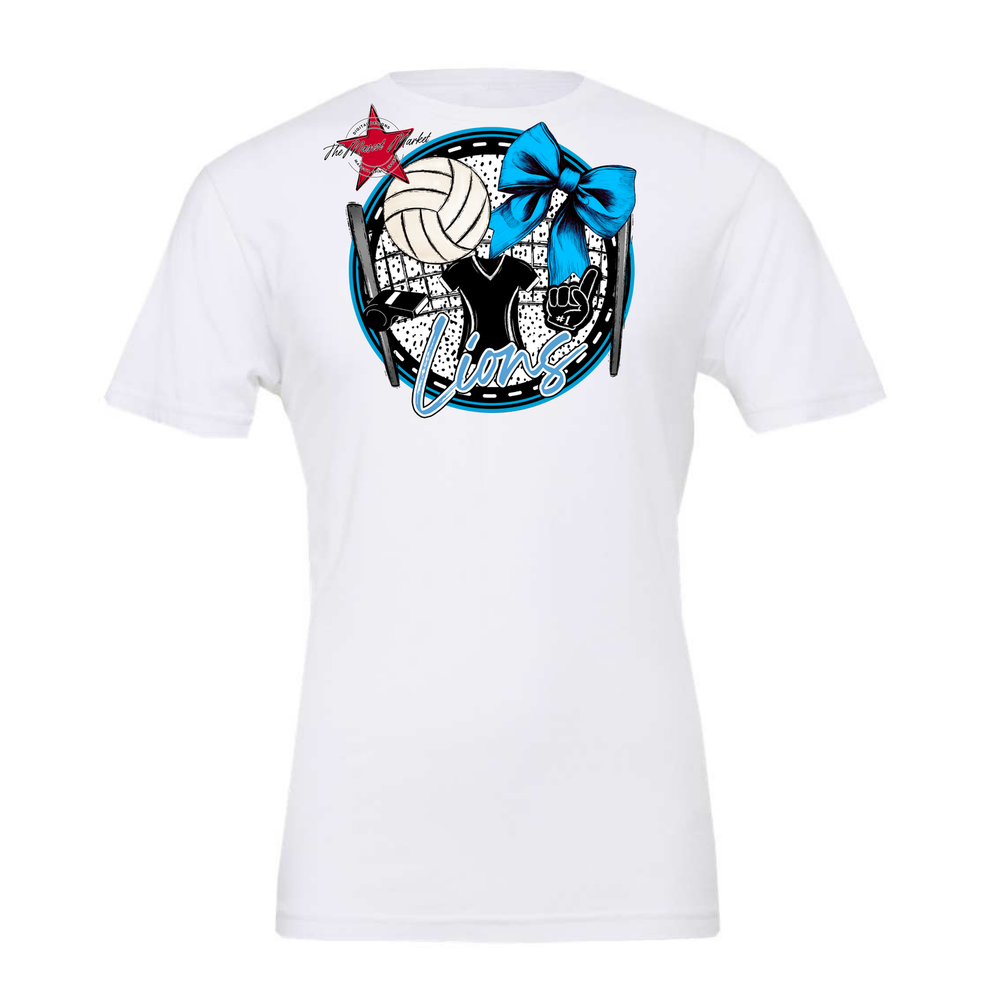 Lions Circle Volleyball Design-Carolina Blue