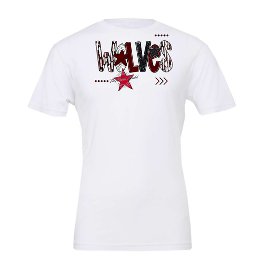 Wolves Brushstroke Alpha w Arrows-Maroon