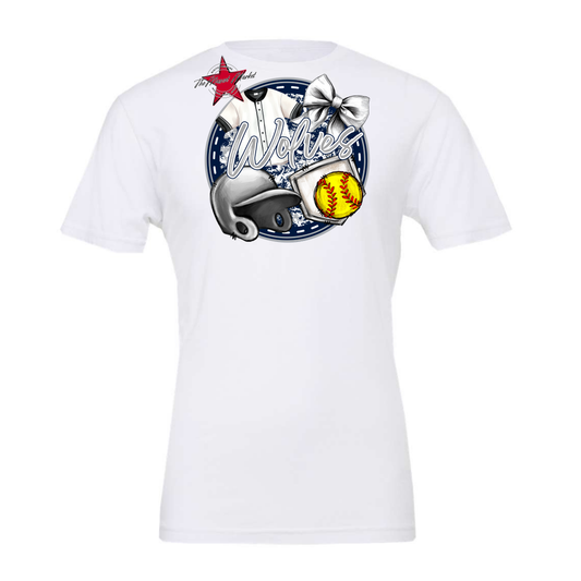 Wolves Circle Softball Design-Navy-Grey