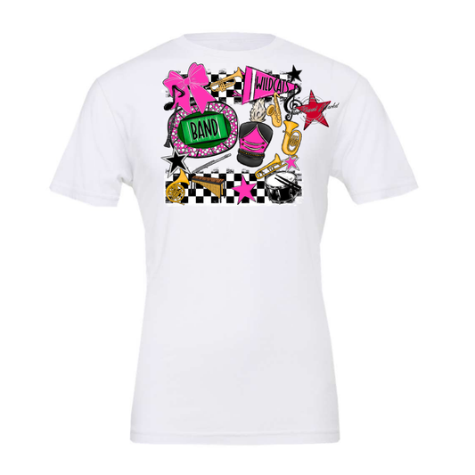 Wildcats Checkers Band Spirit Design-Pink