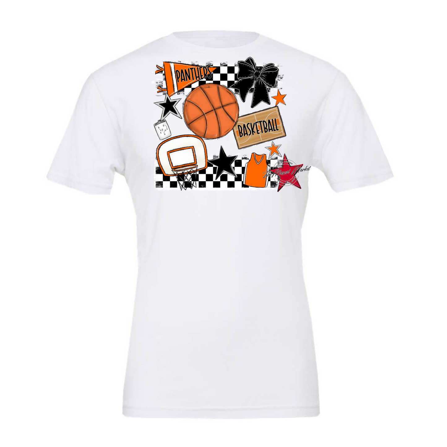 Panthers Checkers Basketball Spirit Design-Orange