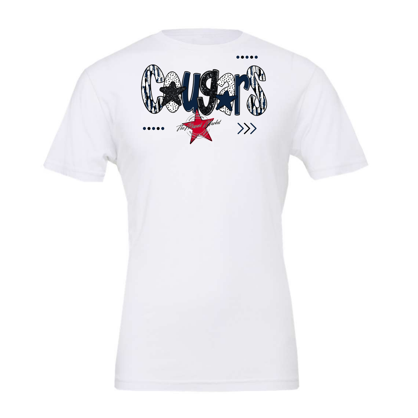 Cougars Brushstroke Alpha w Arrows-Navy